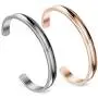 Zuo Bao Stainless Steel Bracelet Grooved Cuff Bangle for Women Girls Zuo Bao Stainless Steel Bracelet Grooved Cuff Bangle for Women Girls