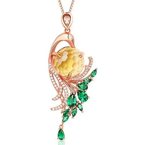 HXZZ Fine Jewelry Women Gifts Sterling Silver Natural Gemstone Pendant Necklace