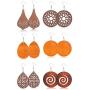 ORAZIO 6 Pairs Wood Earrings for Women Statement Dangle Drop Earrings Ethnic Teardrop Wooden Earrings Jewelry Set