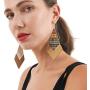 MyDarilyn Trendy Boho Gypsy Bohemian Indian Bollywood Style Big Wood Wooden Dangle Hippie Earring