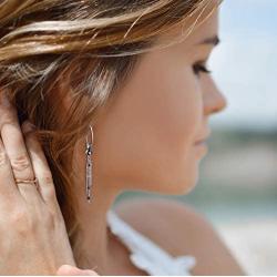 Stainless Steel Boho Hoop Earrings, Pink Stone/Nature Agate/Turquoise Beads/Circle Tassel Dangle Hoop Earrings Round Statement Earrings for Women