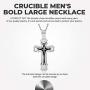 West Coast Jewelry Crucible Stainless Steel Bold Large Layered Statement Cross Pendant Necklace - 24''