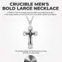 West Coast Jewelry Crucible Stainless Steel Bold Large Layered Statement Cross Pendant Necklace - 24'' West Coast Jewelry Crucible Stainless Steel Bold Large Layered Statement Cross Pendant Necklace - 24''
