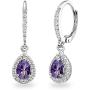 Sterling Silver Genuine or Synthetic Gemstone Teardrop Dangle Halo Leverback Earrings