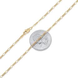 The Bling Factory 2mm 24k Yellow Gold Plated Flat Figaro Chain Necklace