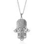 Eiffy Bohemian Hamsa Fatima Hand Necklace Pendants Colorful Rainbow Stone Beads Palm Long Sweater Chain Boho Jewelry for Women