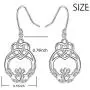 925 Sterling Silver Ear Hooks Celtic Knot Claddagh Drop Dangle Earrings Friendship Jewelry Gift for Women Friend or Wife