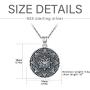Friggem Sterling Silver Mandala Necklace,Flower of Life Pendant Necklace for Teen Girls Gift for Women,3D Blooming Black Mandala Pendant Chain 18'',Vintage Viking Necklace Jewelry with Fine Gift Box