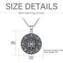 Friggem Sterling Silver Mandala Necklace,Flower of Life Pendant Necklace for Teen Girls Gift for Women,3D Blooming Black Mandala Pendant Chain 18'',Vintage Viking Necklace Jewelry with Fine Gift Box