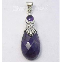 SilverStarJewel Sterling Silver Authentic Amethyst February Birthstone Pendant 4.6 cm