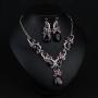 Hamer Costume Jewelry Purple and White Crystal Choker Pendant Statement Charm Necklace and Earrings Sets Women