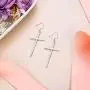 EVER FAITH 925 Sterling Silver Cross Earrings Long Dangle Hook Earring Simple Minimalist Jewelry for Women, Girls