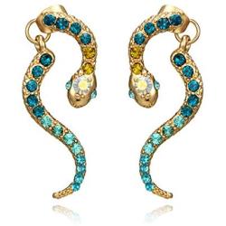 Boaccy Crystal Earrings Snake Earring Jackets Ear Drop Green Jewelry for Women and Girls