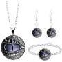 Dinosaur Dragon Eye Necklace Earrings Set Exaggerated Animal Evil Eyes Dangle Drop Earrings Bracelet Bangle for Women Men Jewelry