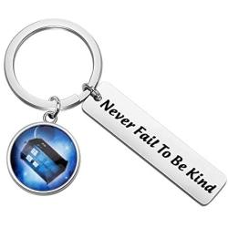 WSNANG Tardis Gift Never Fail to Be Kind Keychain Police Box Charm Jewelry Movie Quote Jewelry for Fans