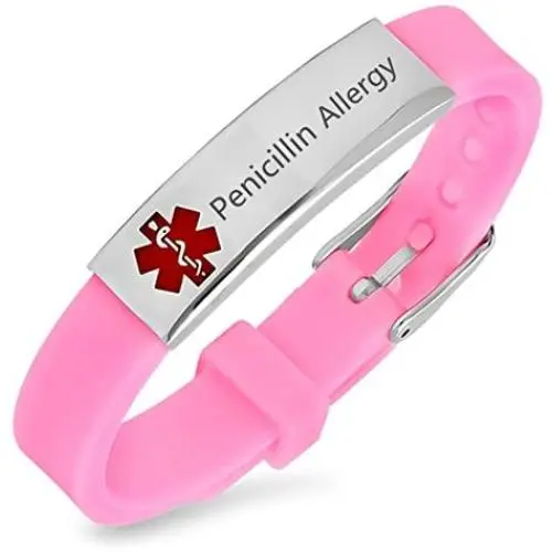 Sunling Custom Adjustable Silicon Medical Alert Allergy Awareness Bracelet for Women Men Kids,Free Engraving Emergency ID Bangle for Son,Daughter,Parents Sunling Custom Adjustable Silicon Medical Alert Allergy Awareness Bracelet for Women Men Kids,Free Engraving Emergency ID Bangle for Son,Daughter,Parents