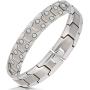 Elegant Mens Double Magnet Wide Titanium Magnetic Therapy Bracelet Pain Relief for Arthritis and Carpal Tunnel (Silver)