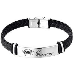 starchenie 12 Constellation Leather Bracelet Zodiac Signs Braided Punk Wrist Rope Cuff Bracelet