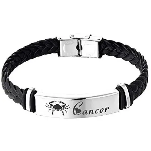 starchenie 12 Constellation Leather Bracelet Zodiac Signs Braided Punk Wrist Rope Cuff Bracelet starchenie 12 Constellation Leather Bracelet Zodiac Signs Braided Punk Wrist Rope Cuff Bracelet