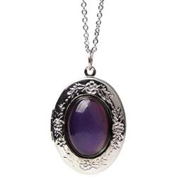 Acchen Mood Necklace Palace Gem Photo Frame Change Color Emotion Feeling Pendant Necklace