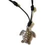 Moose546 Sea Turtle Lucky Pendant with Black Adjustable Cord Necklace for Boho Unisex Jewelry DCN-033