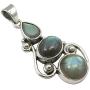 SilverStarJewel 6 x 9, 8 x 10, 10 x 10 mm Labradorite Pendant 1.6'' 0.925 Fine Silver