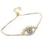 LESLIE BOULES 18K Gold Plated Evil Eye Bracelet for Women Adjustable Chain LESLIE BOULES 18K Gold Plated Evil Eye Bracelet for Women Adjustable Chain