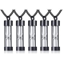 Stainless Steel Timeless Hourglass Charm Cremation Urn Ash Holder Pendant Necklace Keepsake Memorial Jewelry
