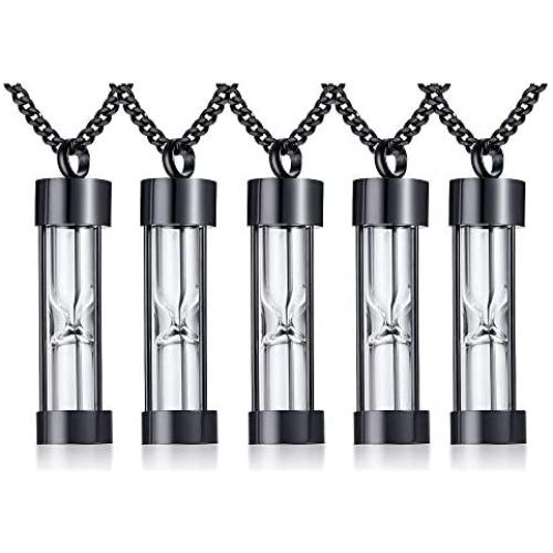 Stainless Steel Timeless Hourglass Charm Cremation Urn Ash Holder Pendant Necklace Keepsake Memorial Jewelry