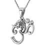 Ganesha Om or Aum Mantra Clear Cubic Zirconia .925 Sterling Silver Pendant Necklace