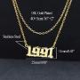 HUTINICE Birth Year Necklace, Old English Number Silver Pendant Necklace for Women and Girl Birthday Gift 18 inch Gold Chain Stainless Steel Friendship Jewelry
