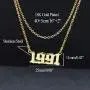 HUTINICE Birth Year Necklace, Old English Number Silver Pendant Necklace for Women and Girl Birthday Gift 18 inch Gold Chain Stainless Steel Friendship Jewelry