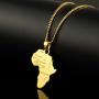 Aiyo Nice Hip Hop Jewelry 75cm Long Chain Platinum 18K Gold Plated African Map Pendant Necklace