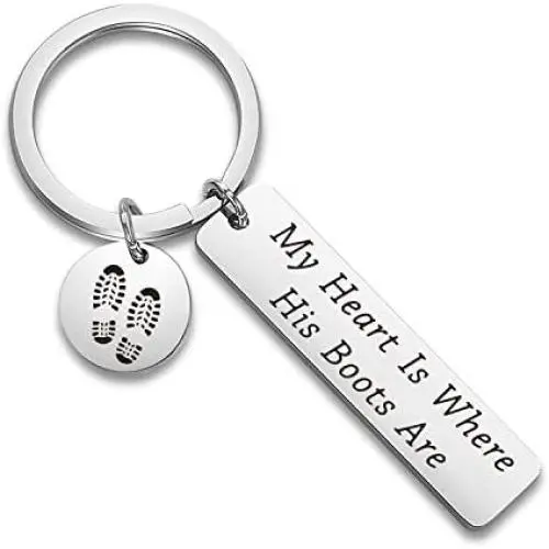 CYTING Military Gift My Heart is Where His Boots are Army Keychain Deployment Jewelry Gift for Soldier Military Wife/Mom CYTING Military Gift My Heart is Where His Boots are Army Keychain Deployment Jewelry Gift for Soldier Military Wife/Mom