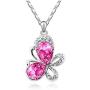 MAFMO Fashion Butterfly Hot Pink Jewelry Sets Necklace and Earrings and Bracelet for Women