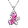 MAFMO Fashion Butterfly Hot Pink Jewelry Sets Necklace and Earrings and Bracelet for Women