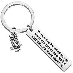 ENSIANTH Owl Keychain Owl Lover Gifts for Student Study Motivational Jewelry Friends Jewelry to Acquire Knowledge Keychain