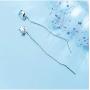 CZ Moon and Star Chain Threader Dangle Earrings for Women Teen Girls Sterling Silver Asymmetrical Small Charm Long Drop Dangling Faux Diamond Fashion Jewelry