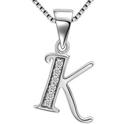 Initial Letter Necklace/Earrings 925 Sterling Silver 26 A-Z English Alphabet Fashion Name Pendant/Studs Earrings Crystal Cubic Zironia Jewelry