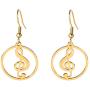 TEAMER Fashion Music Treble G Clef Dangle Earrings Stainless Steel Musical Note Round Pattern Hollow Out Drop Jewelry for Women Girls