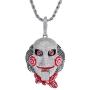 MoCa Jewelry Hip Hop Iced Out Bling Chain Clown 69 Saw Medallion White Gold Plated Big Pendant Saw Billy Inspired Necklace,