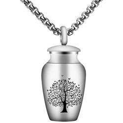 Fanery Sue Personalized Cremation Urn Necklace for Human/Pet Ashes Customizable Engraved Keepsake Memorial Jewelry