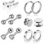 6 Pairs Stainless Steel Earrings for Mens Womens Screw Stud Earring Tiny Ball Stud Earrings Cartilage Earrings Endless Hoop Hugggie Earrings Ear Piercing Jewelry Hypoallergenic