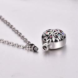 COCO Park Life Tree Stainless Steel Ash Memorial Necklace Urn Pendant Keepsake Cremation Jewelry