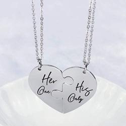 LIUANAN Inspirational Matching Heart Necklaces for Women Stainless Steel Personalized Jewelry Gift for Birthday