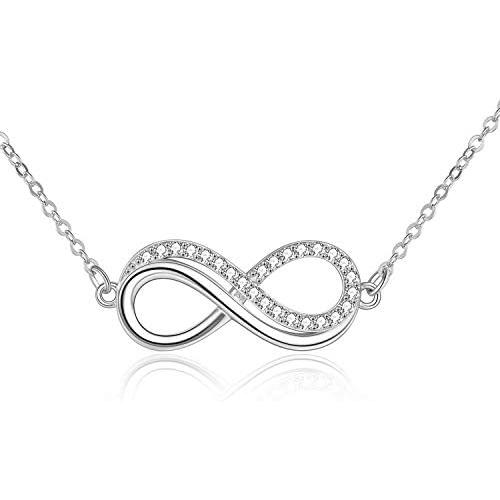 YFN Infinity Necklace Sterling Silver Infinity Love Pendant Necklace Cubic Zirconia Infinity Jewelry for Women Gifts