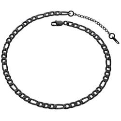 PROSTEEL 316L Stainless Steel Figaro Chain Necklace for Men/Women, Black/18K Real Gold Plated, 4mm to 13mm, 14inch to 30inch, Come Gift Box