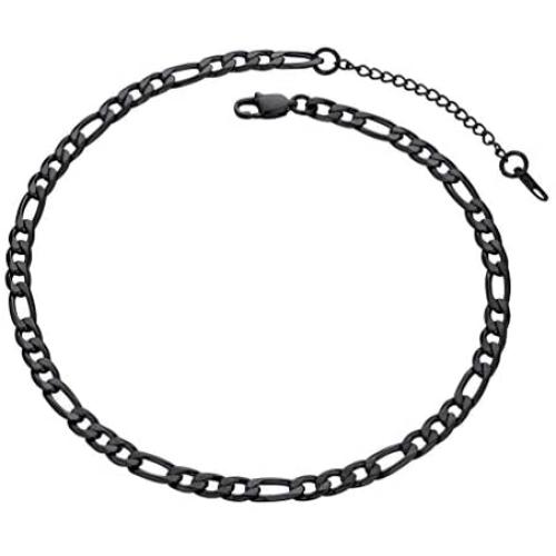 PROSTEEL 316L Stainless Steel Figaro Chain Necklace for Men/Women, Black/18K Real Gold Plated, 4mm to 13mm, 14inch to 30inch, Come Gift Box