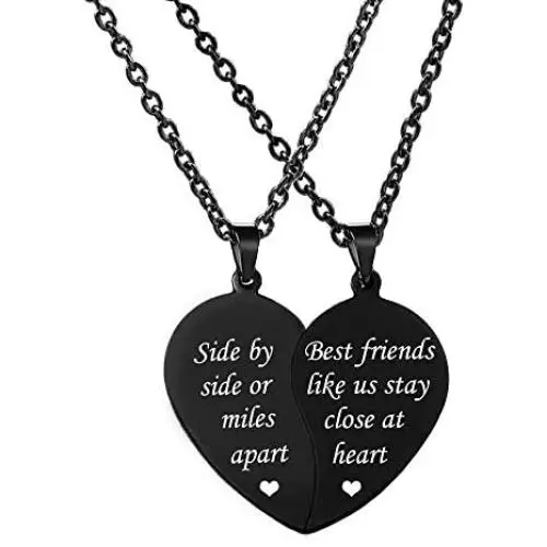 MJartoria BFF Necklace for 2-Best Friends Necklace, Side by Side or Miles Apart Best Friends Like Us Stay Close at Heart Split Heart Friendship Necklaces Gifts for Friends MJartoria BFF Necklace for 2-Best Friends Necklace, Side by Side or Miles Apart Best Friends Like Us Stay Close at Heart Split Heart Friendship Necklaces Gifts for Friends