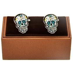 MRCUFF Skull Day of The Dead Dia de Los Muertos Pair Cufflinks in a Presentation Gift Box & Polishing Cloth